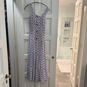 Indigo Blue and White Geometric Maxi Dress